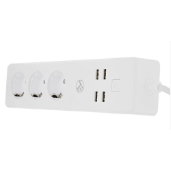 Tellur WiFi Power Strip, 3 Outlets, 4USB 4A, 2200W, 10A, 1.8m