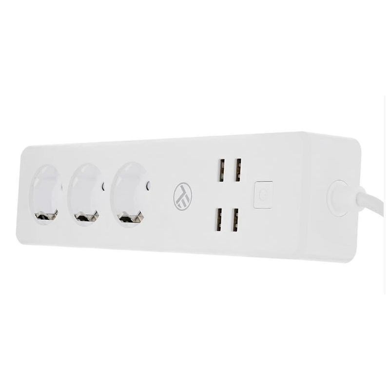 Tellur WiFi Power Strip, 3 Outlets, 4USB 4A, 2200W, 10A, 1.8m