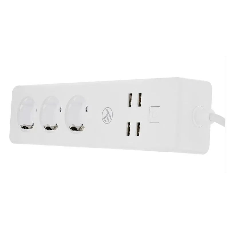 Tellur WiFi Power Strip, 3 Outlets, 4USB 4A, 2200W, 10A, 1.8m