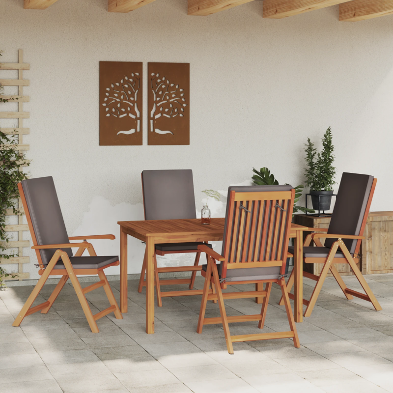 vidaXL Dārza krēsls 4 pcs Brūna un pelēka 57 x 71.5 x 104 cm