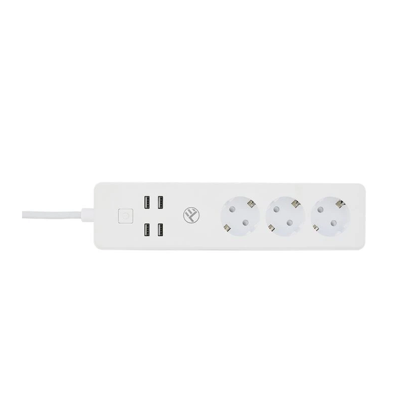 Tellur WiFi Power Strip, 3 Outlets, 4USB 4A, 2200W, 10A, 1.8m