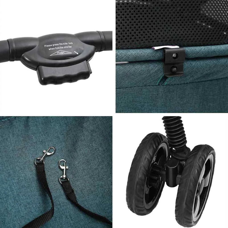 vidaXL Saliekams mājdzīvnieku ratiņš Zaļa 81 x 47 x 99 cm Poliesters