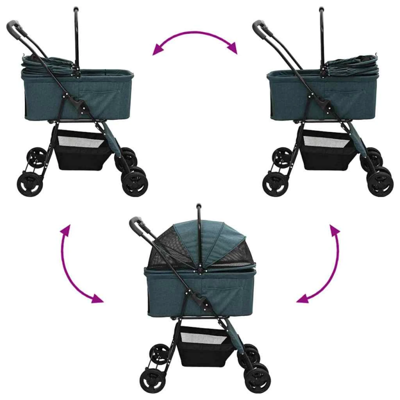 vidaXL Saliekams mājdzīvnieku ratiņš Zaļa 81 x 47 x 99 cm Poliesters