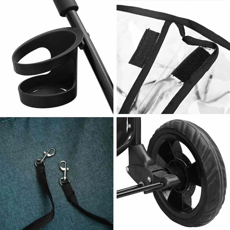 vidaXL Saliekams mājdzīvnieku ratiņš Zaļa 78 x 54 x 101 cm Poliesters