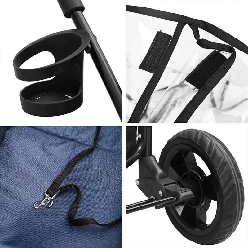 vidaXL Saliekams mājdzīvnieku ratiņš Zila 78 x 54 x 101 cm Poliesters