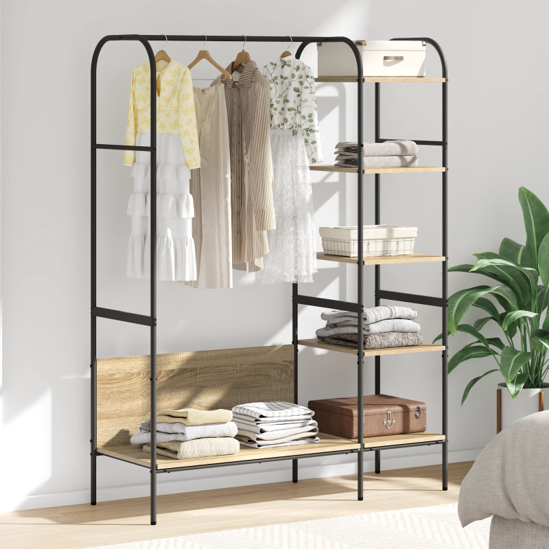 vidaXL Apģērba statīvs Brūna 120 x 44 x 160 cm Inženierijas koks