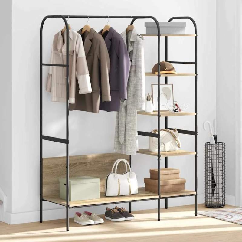 vidaXL Apģērba statīvs Brūna 120 x 44 x 160 cm Inženierijas koks