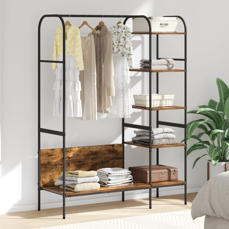 vidaXL Apģērba statīvs Brūns ozols 120 x 44 x 160 cm Inženierijas koks