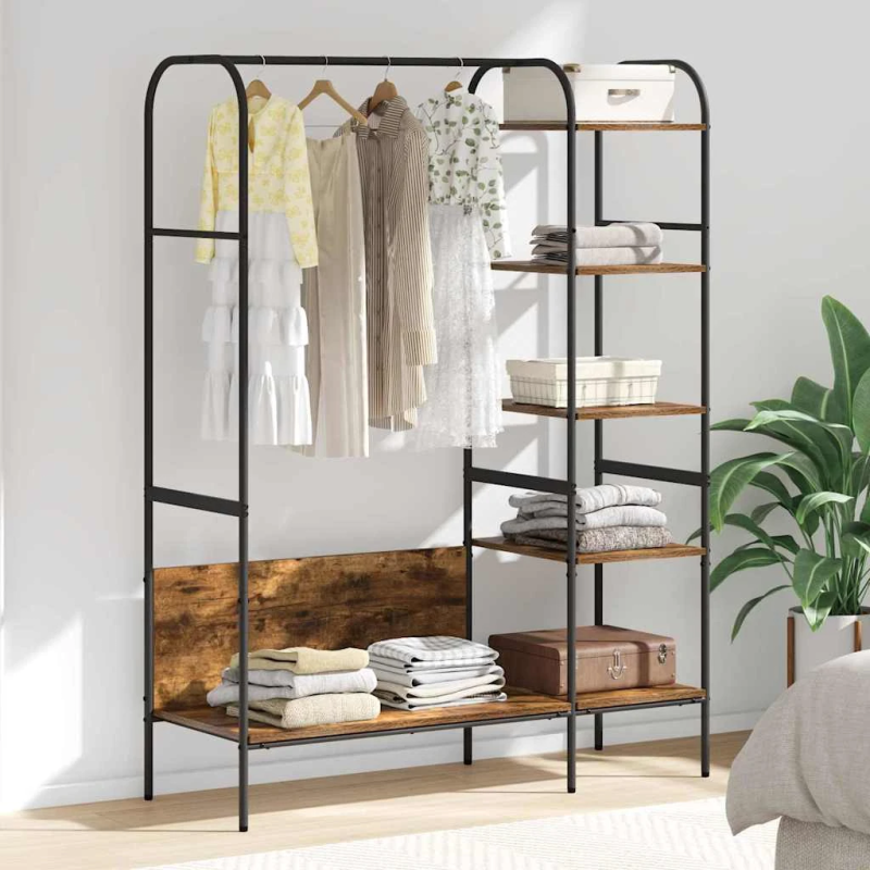 vidaXL Apģērba statīvs Brūns ozols 120 x 44 x 160 cm Inženierijas koks