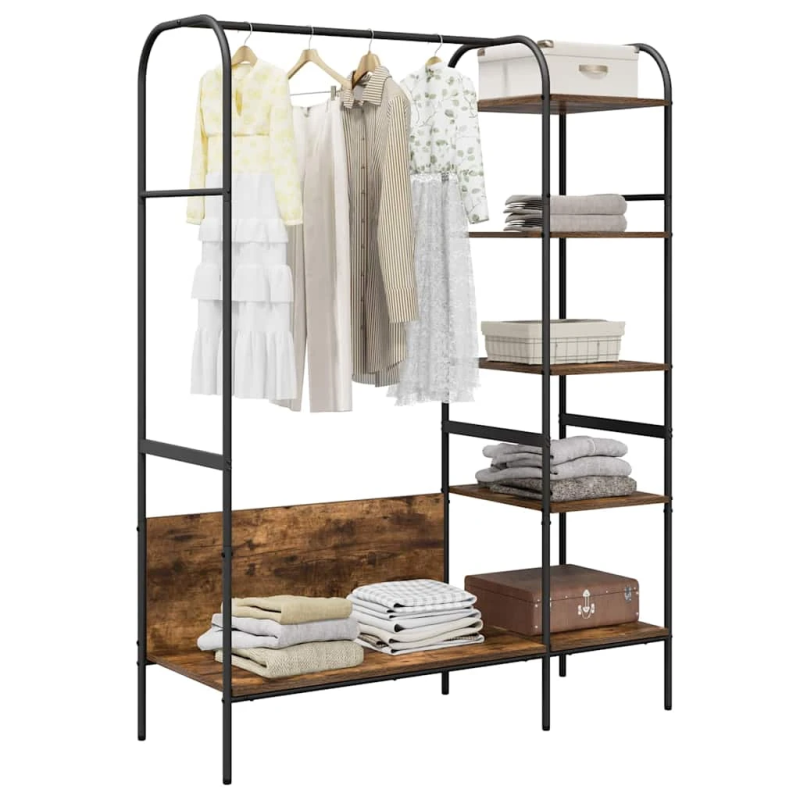 vidaXL Apģērba statīvs Brūns ozols 120 x 44 x 160 cm Inženierijas koks