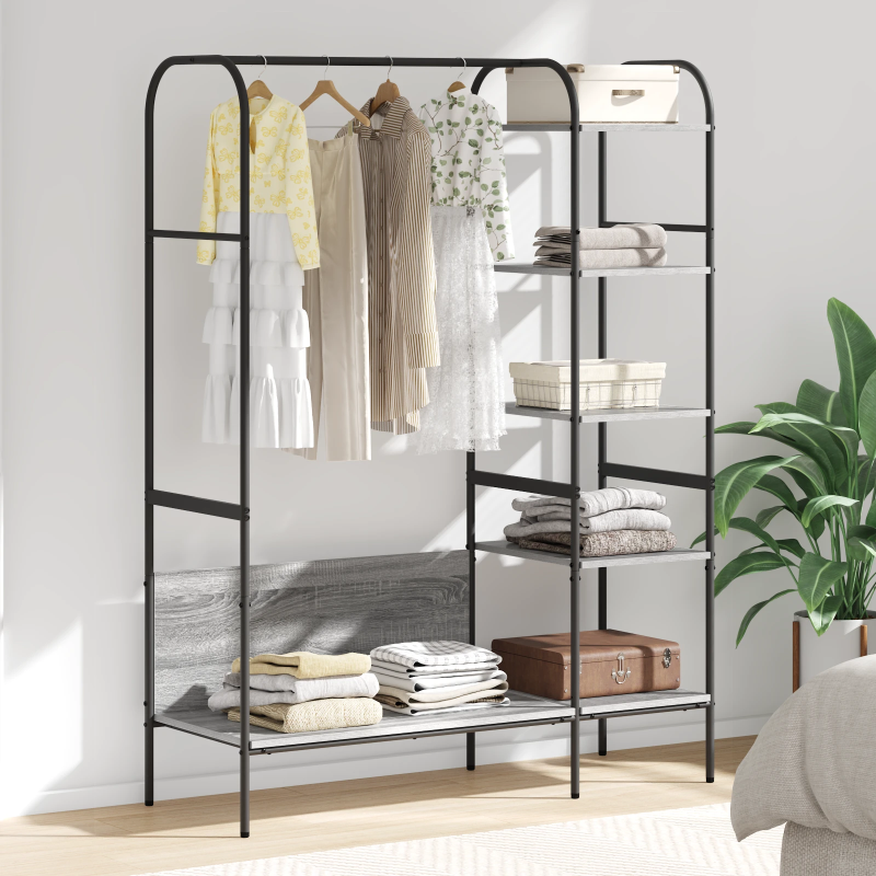 vidaXL Apģērba statīvs Pelēka 120 x 44 x 160 cm Inženierijas koks