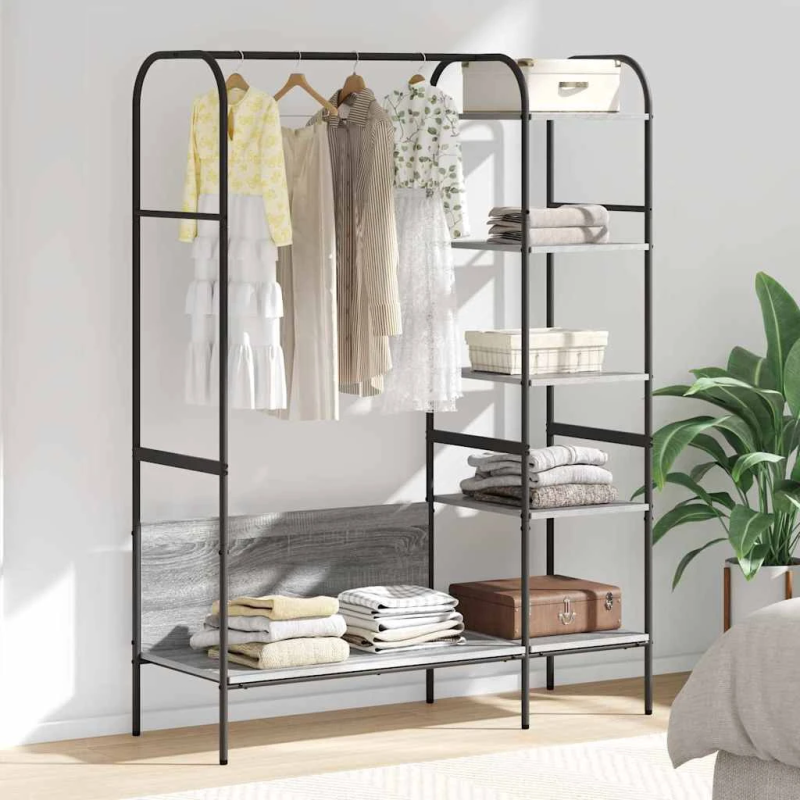 vidaXL Apģērba statīvs Pelēka 120 x 44 x 160 cm Inženierijas koks