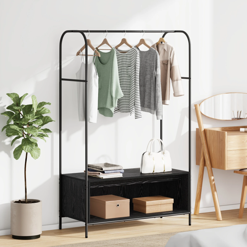 vidaXL Apģērba statīvs Melna 100 x 44 x 160 cm Inženierijas koks