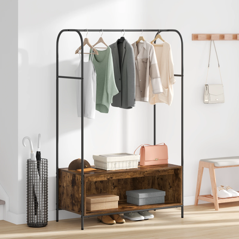 vidaXL Apģērba statīvs Brūns ozols 100 x 44 x 160 cm Inženierijas koks