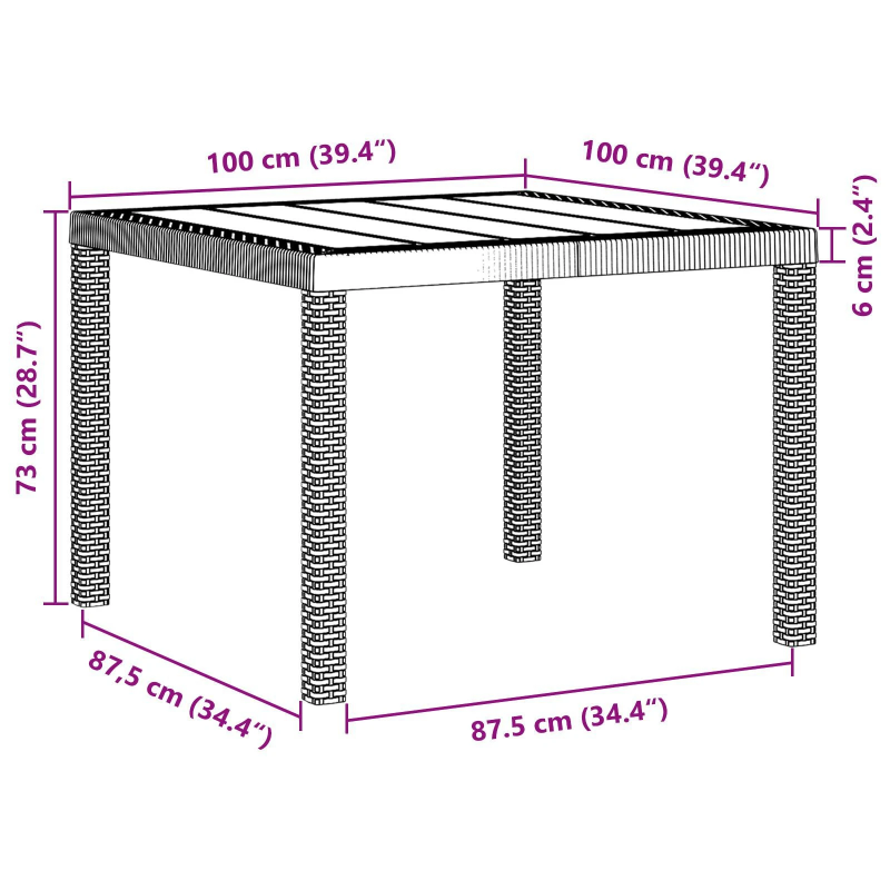 vidaXL Dārza ēdamgalds 5 pcs Balts Polt rattan