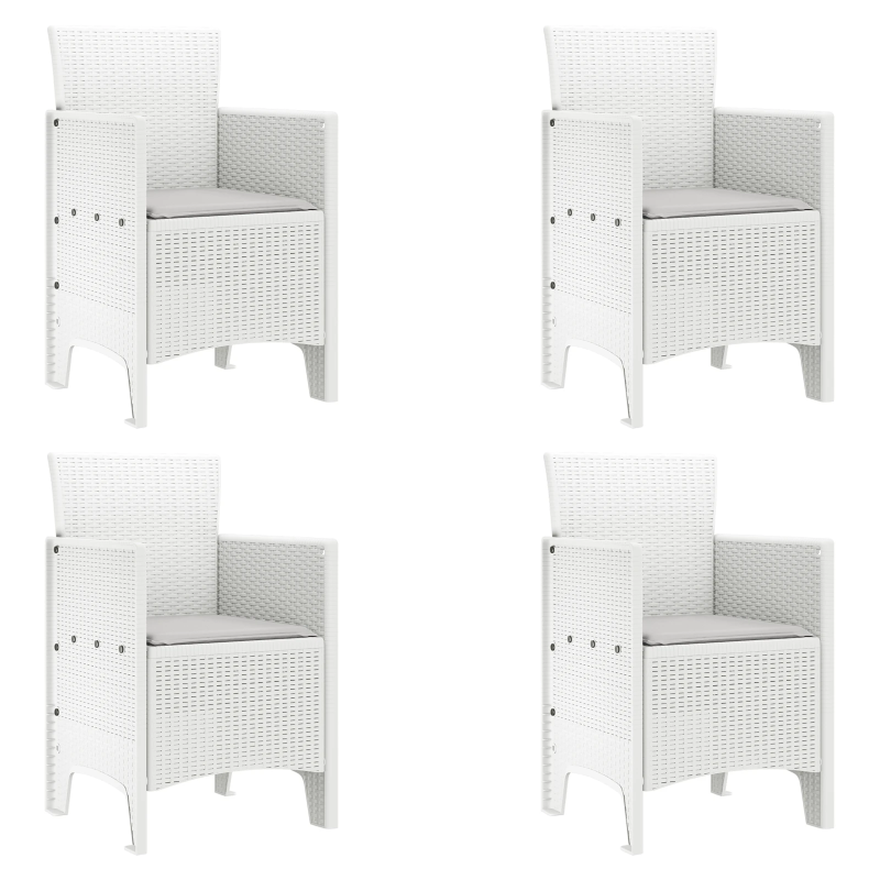 vidaXL Dārza ēdamgalds 5 pcs Balts Polt rattan