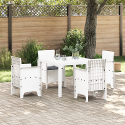 vidaXL Dārza ēdamgalds 5 pcs Balts Polt rattan