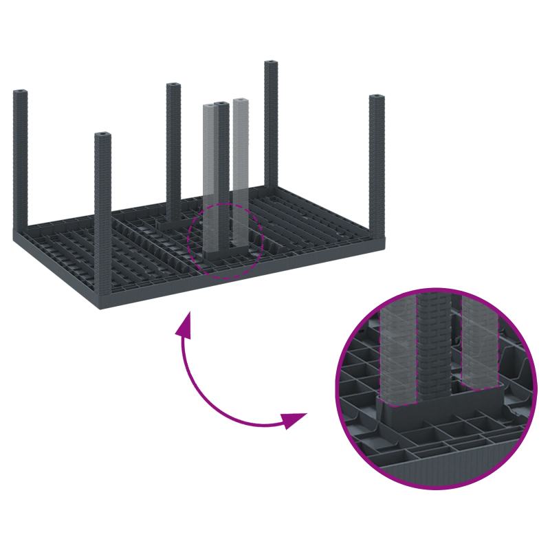 vidaXL Dārza ēdamgalds 7 pcs Antracīts Polt rattan