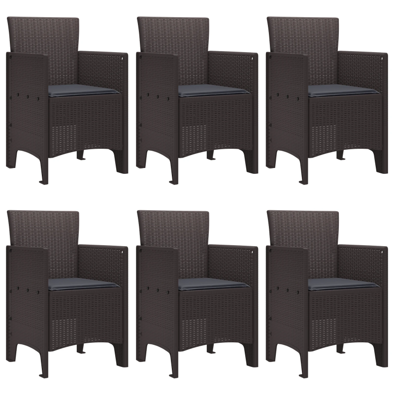 vidaXL Dārza ēdamgalds 7 pcs Brūna Polt rattan