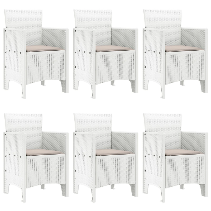 vidaXL Dārza ēdamgalds 7 pcs Balts Polt rattan