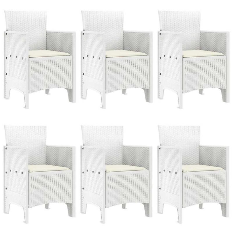 vidaXL Dārza ēdamgalds 7 pcs Balts Polt rattan