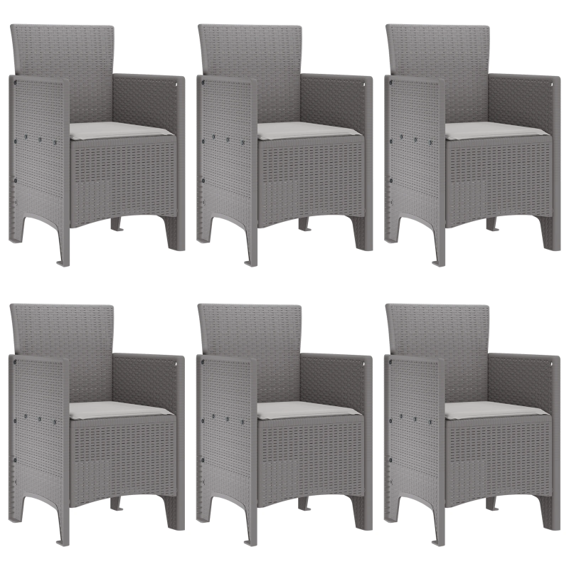 vidaXL Dārza ēdamgalds 7 pcs Gaiši pelēks Polt rattan