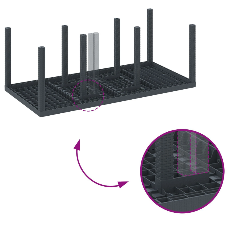vidaXL Dārza ēdamgalds 9 pcs Antracīts Polipropilēns