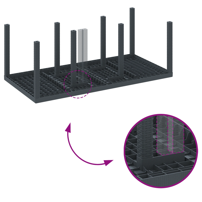 vidaXL Dārza ēdamgalds 9 pcs Antracīts Polipropilēns