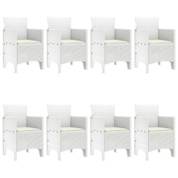 vidaXL Dārza ēdamgalds 9 pcs Balts Polipropilēns
