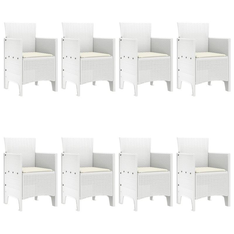 vidaXL Dārza ēdamgalds 9 pcs Balts Polipropilēns