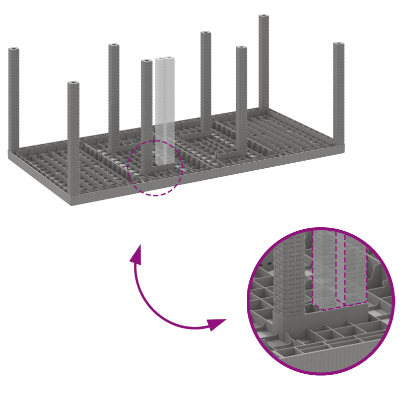 vidaXL Dārza ēdamgalds 9 pcs Gaiši pelēks Polipropilēns
