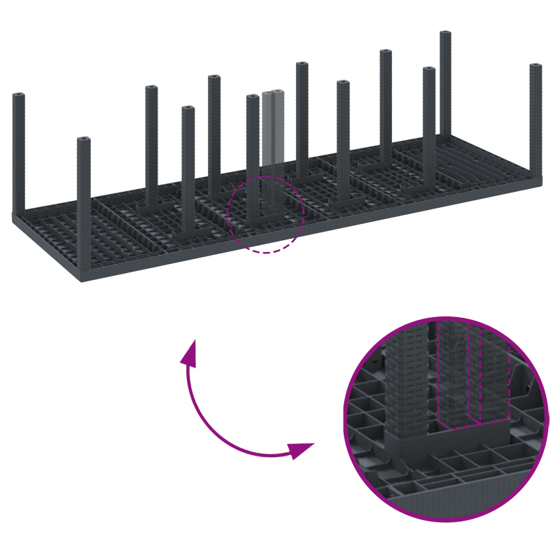 vidaXL Dārza ēdamgalds ar spilvenu 13 pcs Antracīts Plastmasa