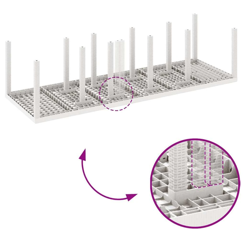 vidaXL Dārza ēdamgalds 13 pcs Balts Poliūtu rotangpalma
