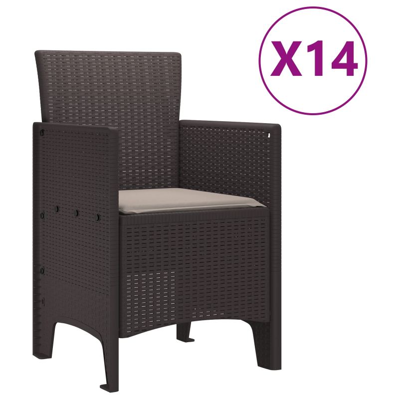 vidaXL Dārza ēdamgalds 15 pcs Brūna Polt rattan