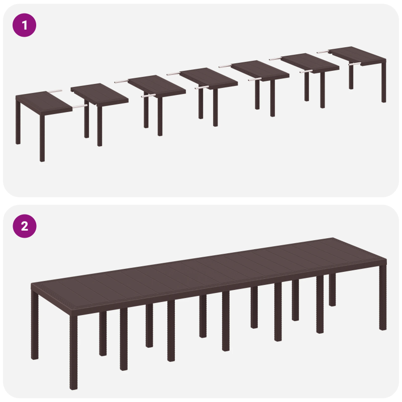 vidaXL Dārza ēdamgalds 15 pcs Brūna Polt rattan