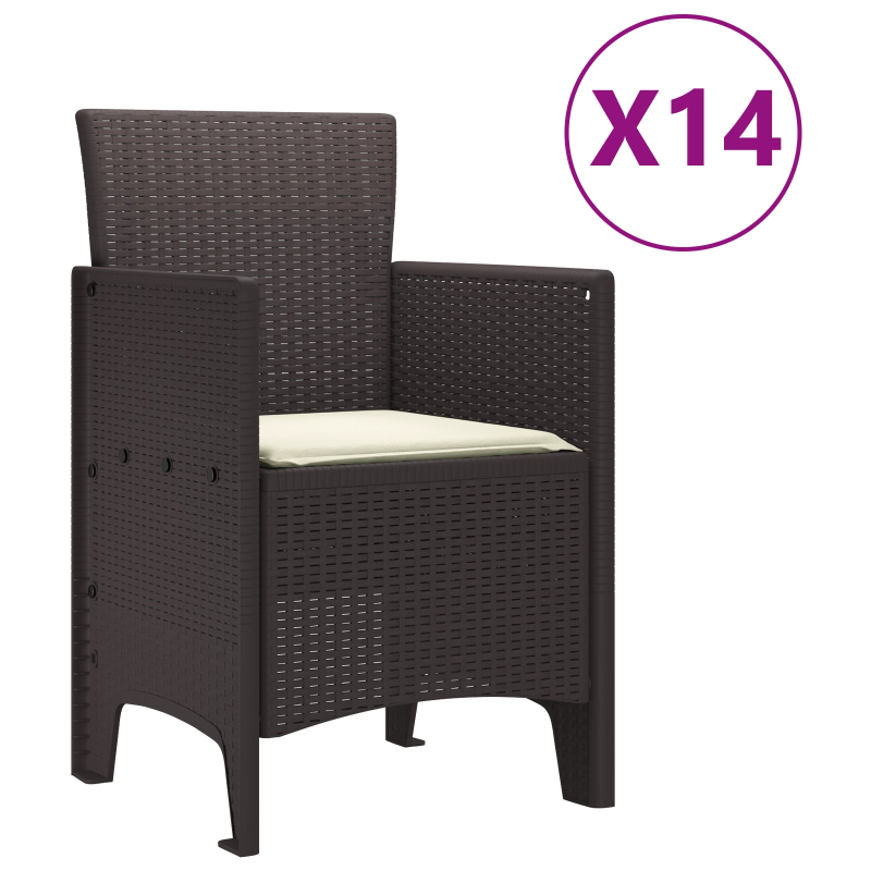 vidaXL Dārza ēdamgalds 15 pcs Brūna Polt rattan