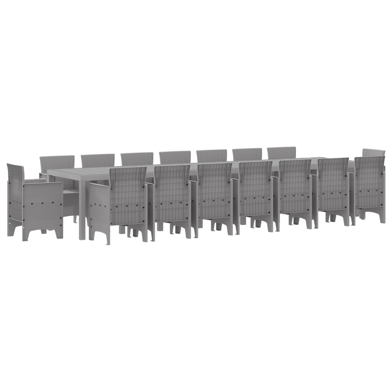 vidaXL Dārza ēdamkomplekts ar spilveniem 17 pcs Gaiši pelēks PP