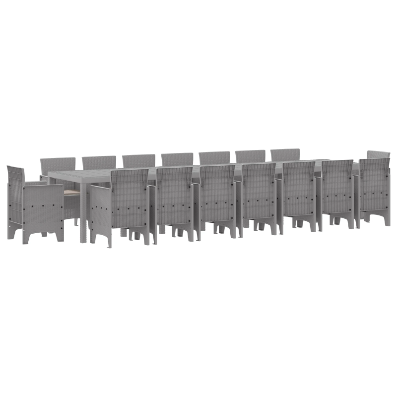 vidaXL Dārza ēdamkomplekts ar spilveniem 17 pcs Gaiši pelēks PP