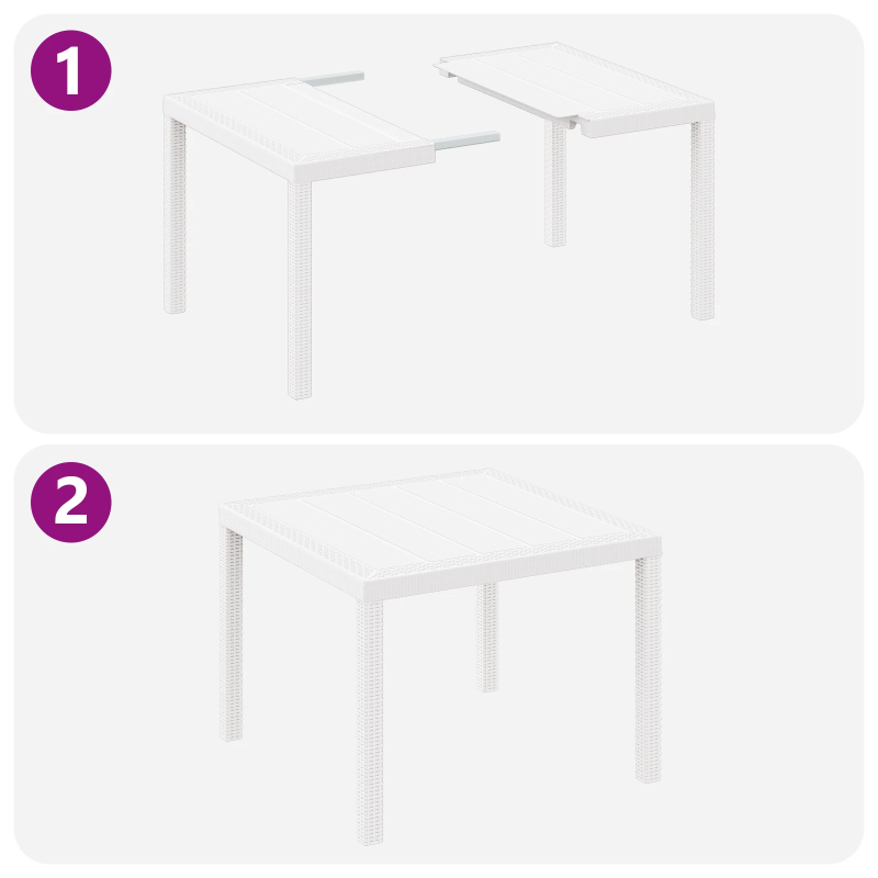 vidaXL Dārza ēdamgalds 3 pcs Balts Polt rattan