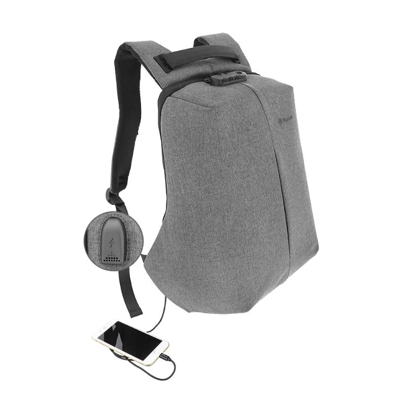 Tellur 15.6 Notebook Backpack Antitheft V2, USB Port, Gray
