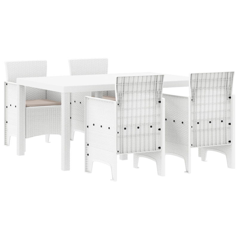vidaXL Dārza ēdamgalds 5 pcs Balts Polt rattan