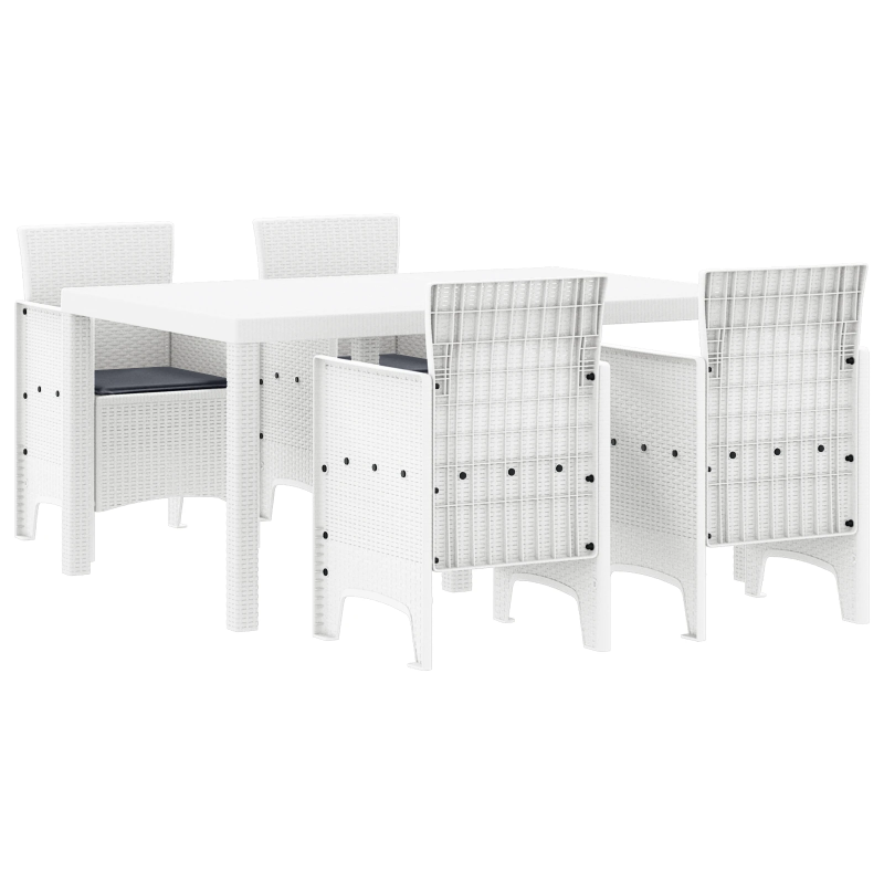 vidaXL Dārza ēdamgalds 5 pcs Balts Polt rattan