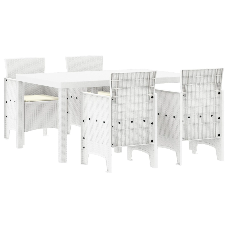 vidaXL Dārza ēdamgalds 5 pcs Balts Polt rattan