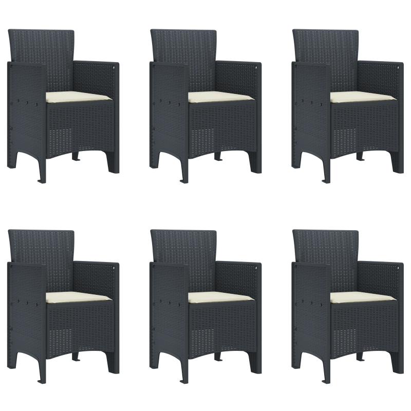 vidaXL Dārza ēdamgalds 7 pcs Antracīts Polipropilēns