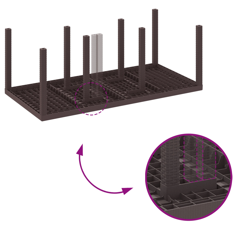 vidaXL Dārza ēdamgalds 7 pcs Brūna Polipropilēns
