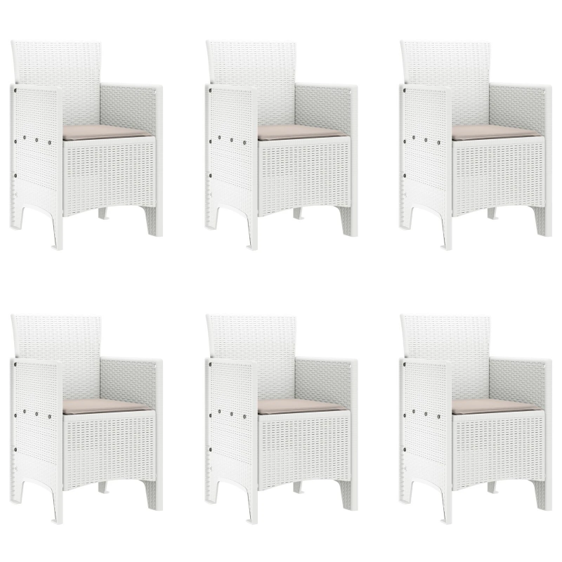 vidaXL Dārza ēdamgalds 7 pcs Balts Polt rattan