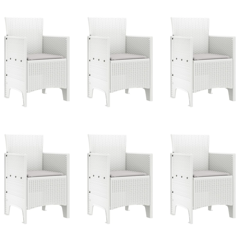 vidaXL Dārza ēdamgalds 7 pcs Balts Polt rattan