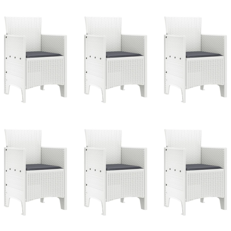 vidaXL Dārza ēdamgalds 7 pcs Balts Polt rattan
