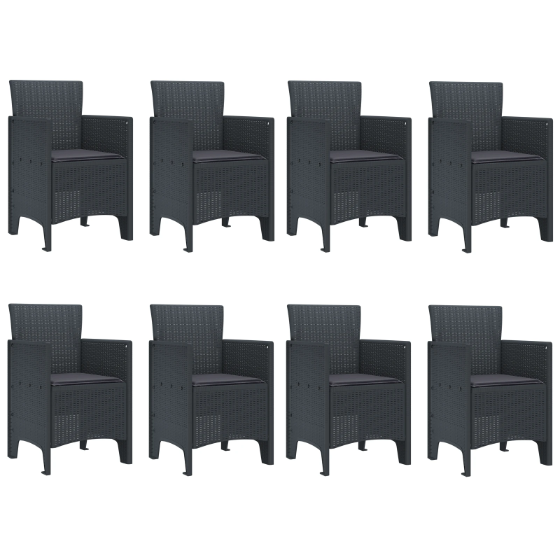 vidaXL Dārza ēdamgalds 9 pcs Antracīts Polt rattan