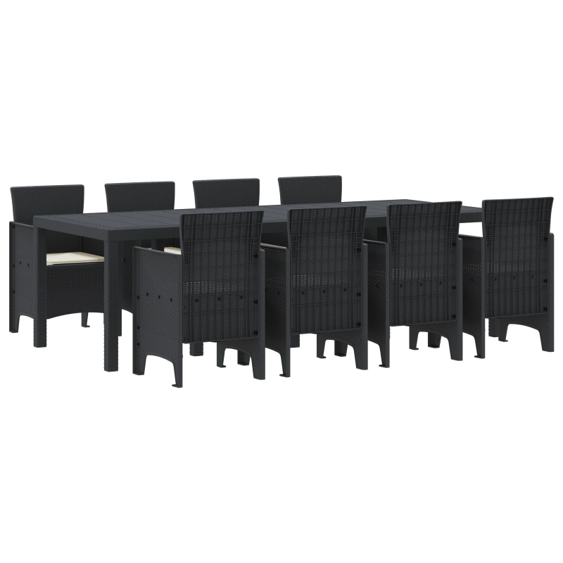 vidaXL Dārza ēdamgalds 9 pcs Antracīts Polt rattan
